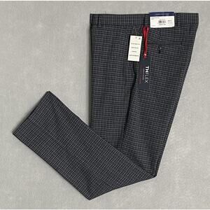 Tommy Hilfiger Men's 32x30 THFlex Dress Pant Stretch Grey & Blue Check NEW